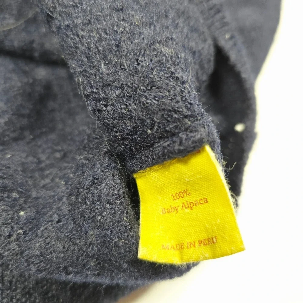 Kuna Navy Knit Cardigan Sweater Leather‎ Elbow Patches Mens Small Button Down